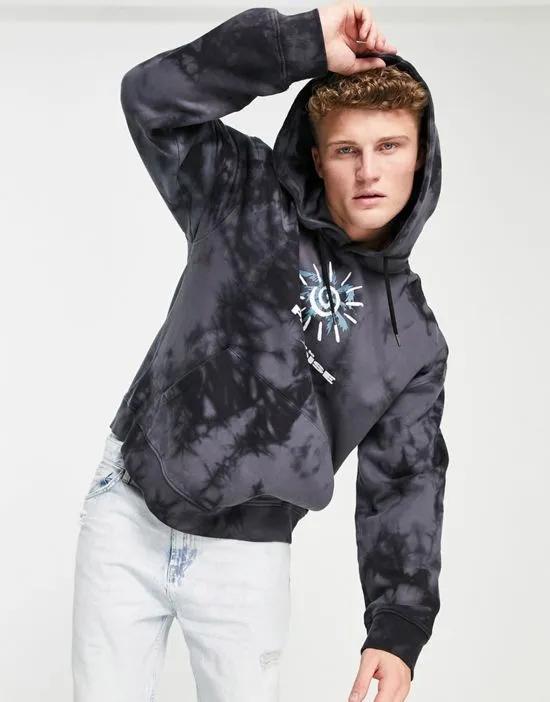oversized washed welcome to paradise hoodie in charcoal