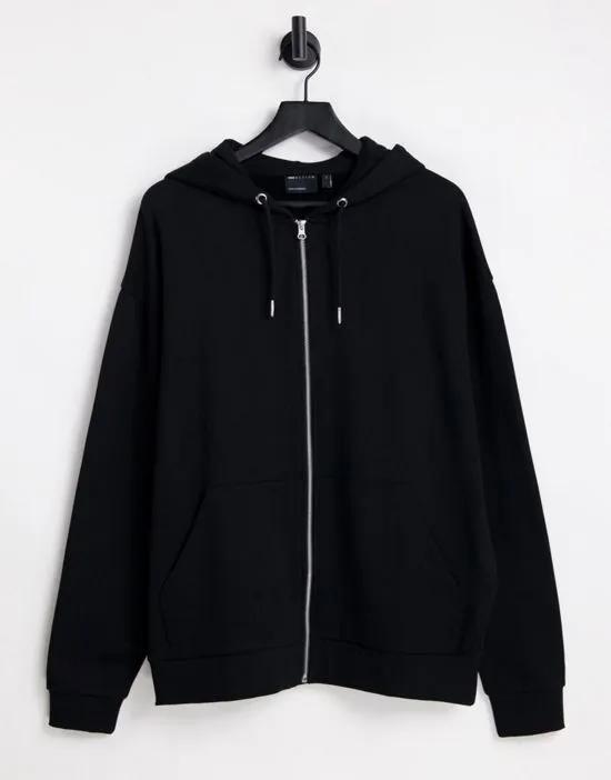 oversized zip up hoodie in black