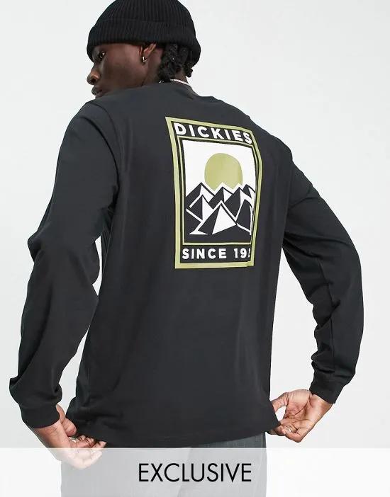 Pacific back print long sleeve t-shirt in black Exclusive at ASOS