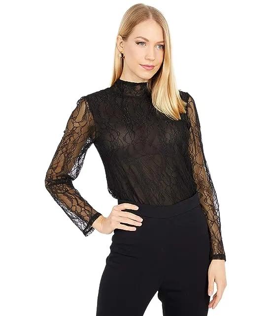 Pacific Mock Neck Lace Top