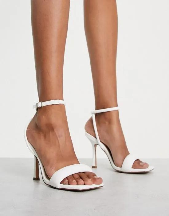padded barely there heeled sandal in white