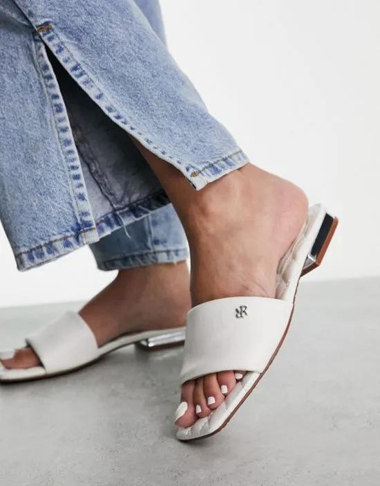 padded flat sandals in white