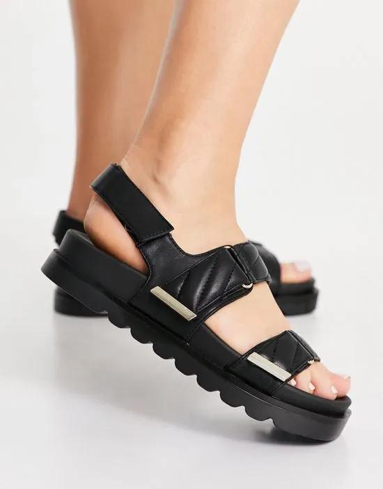 padded grandad sandal in black