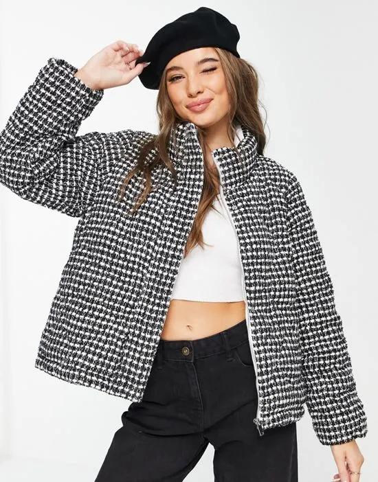 padded jacket in gray print