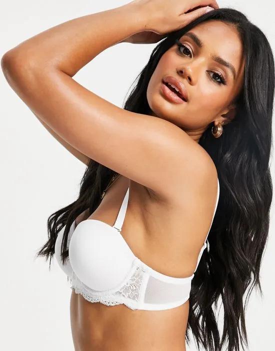 padded multiway balcony bra with underwire in white