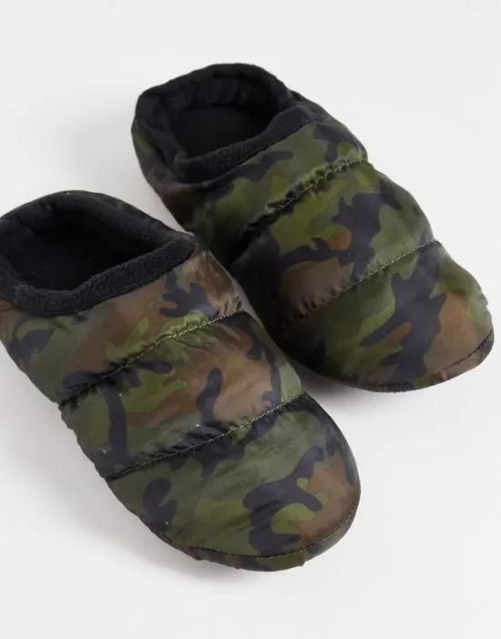 padded slippers in camo