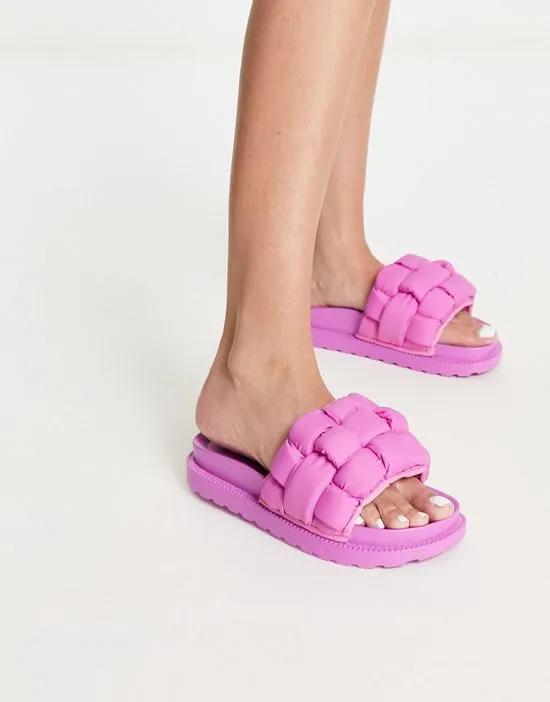 padded weave slides in pink