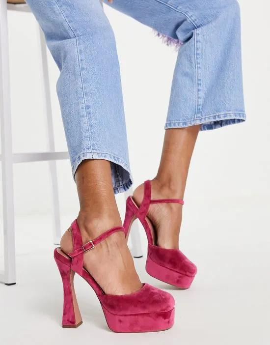 Paddle platform high heel shoes in raspberry