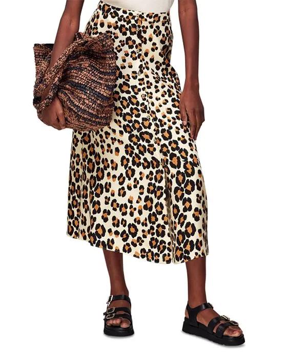 Painted Leopard Button Skirt
