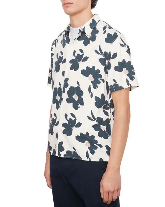 Painterly Floral Short Sleeve Button Front Shirt