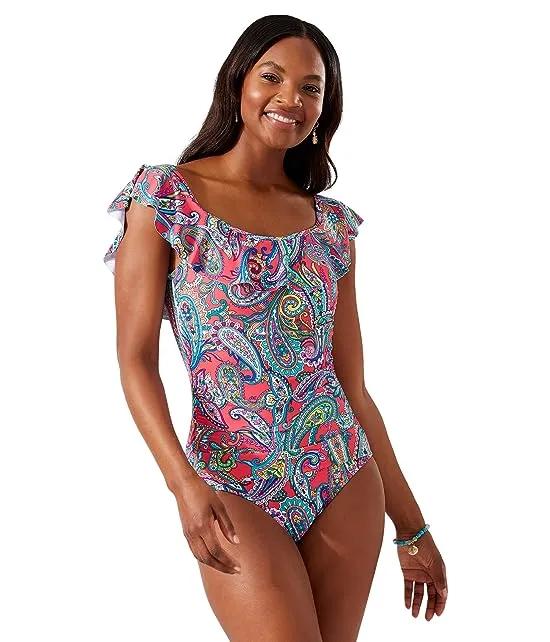 Paisley Keys Off-the-Shoulder One-Piece