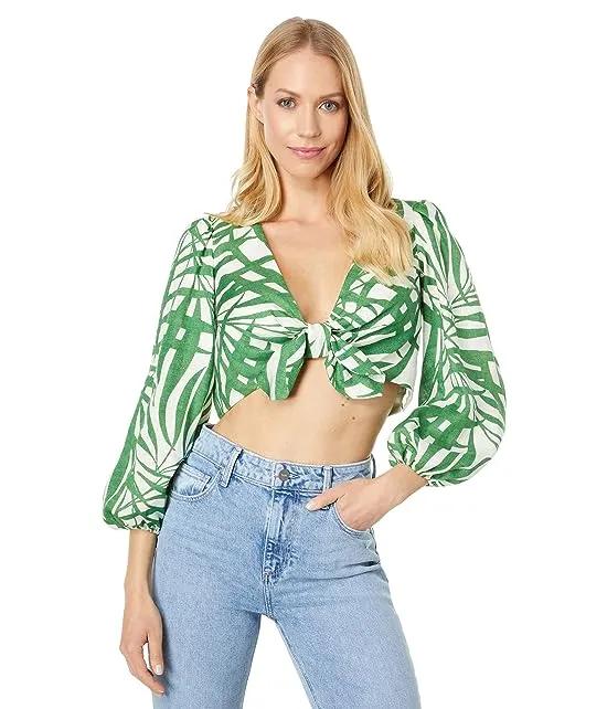 Palm Fronds Tie Front Top
