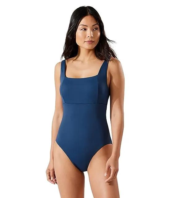 Palm Modern Over-the-Shoulder Square Neck One-Piece