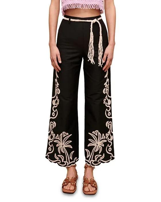 Palmeraie Embroidered Wide Leg Pants