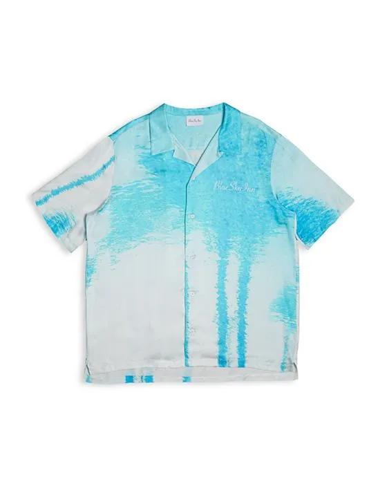Palms Pool Printed Oversized Fit Button Down Camp Shirt 