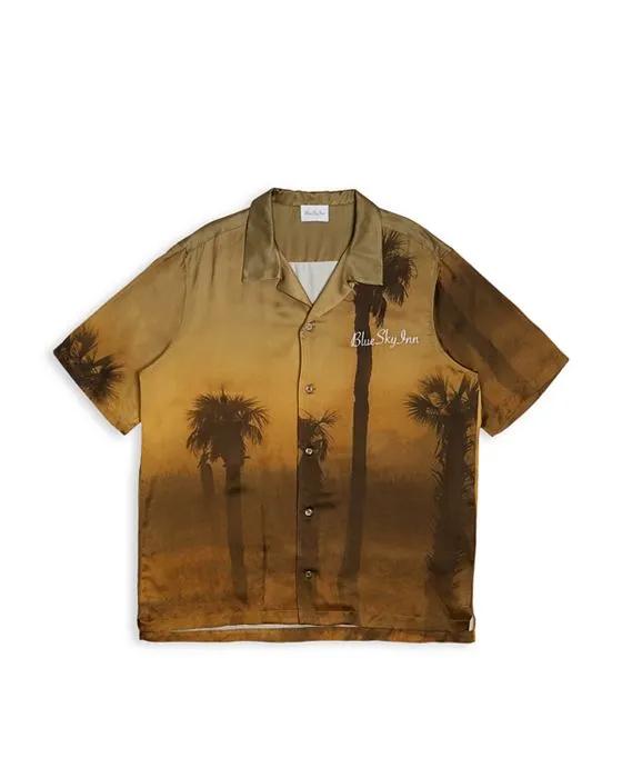 Palms Printed Oversized Fit Button Down Camp Shirt