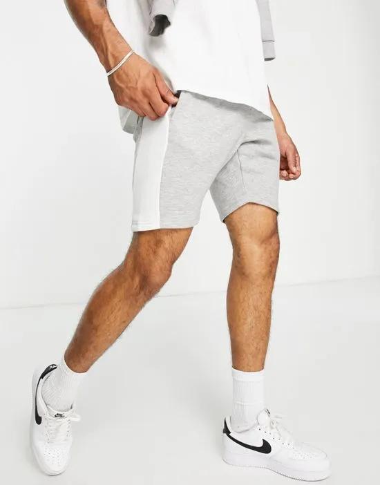 panel jersey shorts in light gray