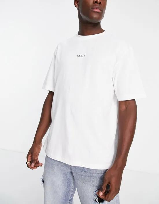 paris print t-shirt in white