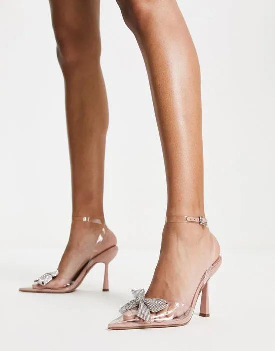 Parker bow embellished heeled shoes in clear