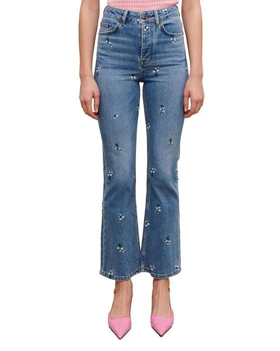 Passiguet High Rise Floral Embroidery Jeans 