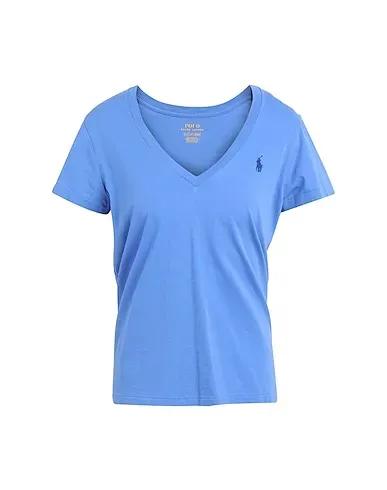Pastel blue Basic T-shirt DEEP V-NECK SHORT SLEEVE T-SHIRT