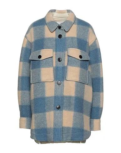 Pastel blue Boiled wool Checked shirt