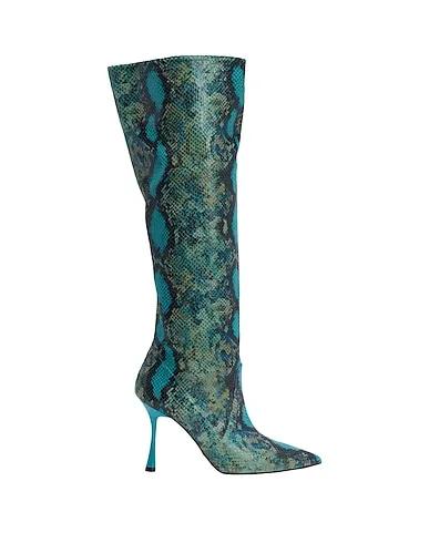 Pastel blue Boots PYTHON LEATHER HEELED  BOOTS

