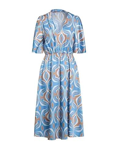 Pastel blue Cotton twill Midi dress