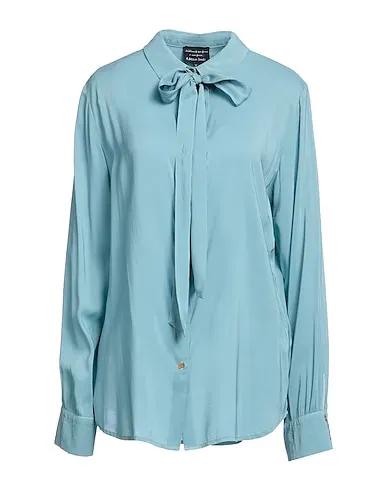Pastel blue Crêpe Shirts & blouses with bow
