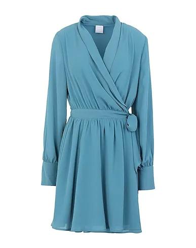 Pastel blue Crêpe Short dress CHIFFON WRAP MINI DRESS
