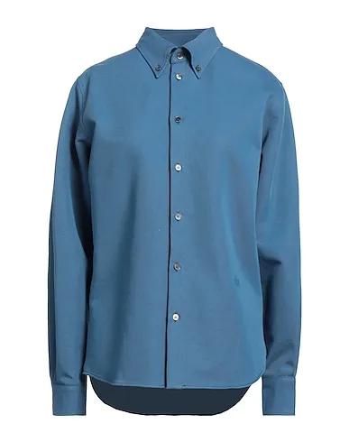 Pastel blue Gabardine Solid color shirts & blouses