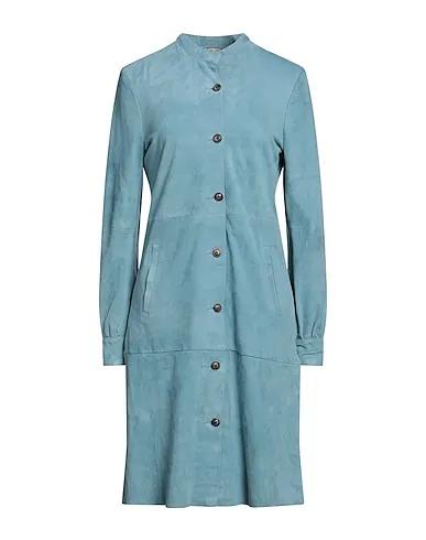 Pastel blue Leather Full-length jacket