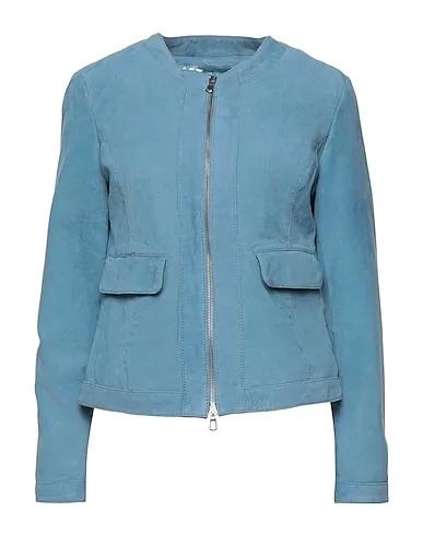 Pastel blue Leather Jacket