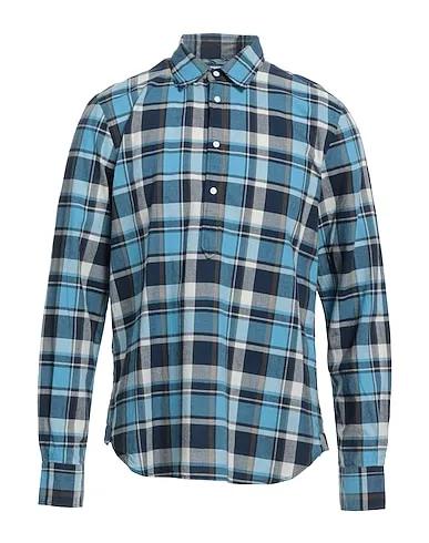 Pastel blue Plain weave Checked shirt