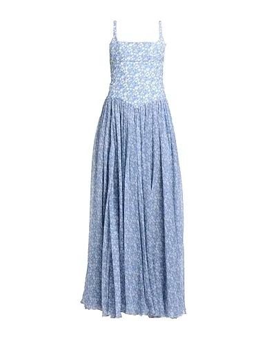 Pastel blue Plain weave Long dress