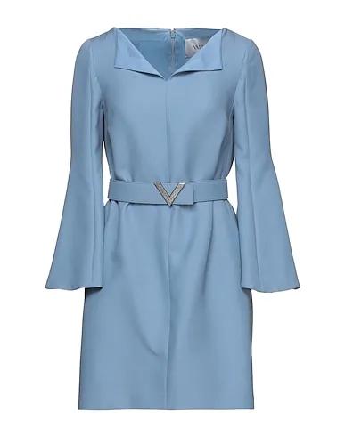 Pastel blue Plain weave Office dress