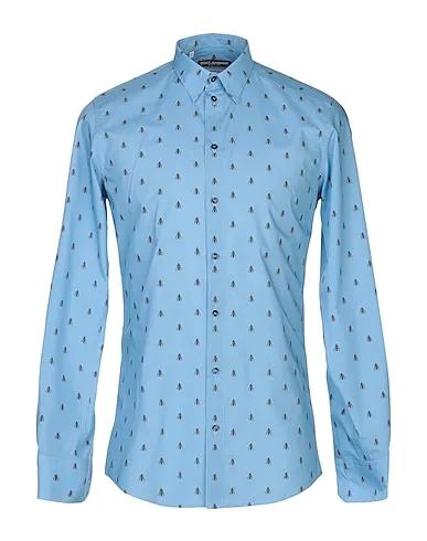 Pastel blue Plain weave Patterned shirt