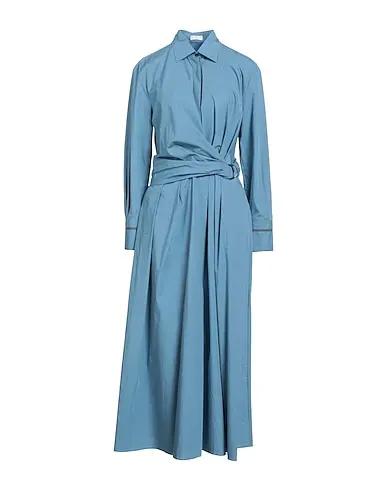 Pastel blue Poplin Midi dress