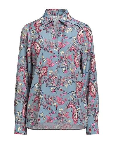 Pastel blue Satin Floral shirts & blouses