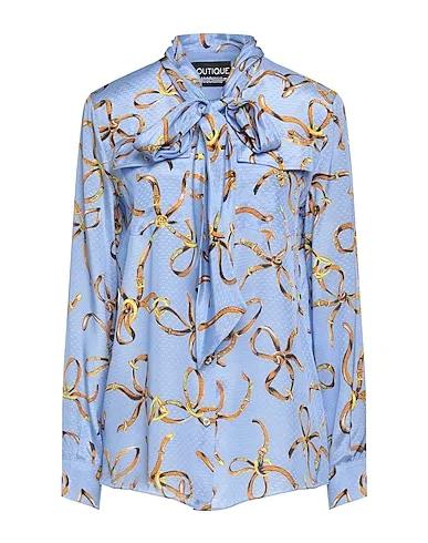 Pastel blue Satin Patterned shirts & blouses