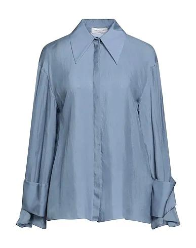 Pastel blue Satin Silk shirts & blouses