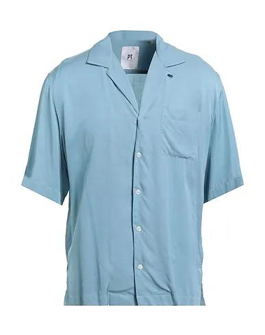 Pastel blue Satin Solid color shirt