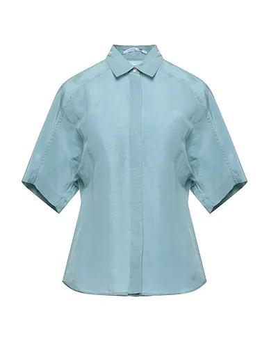 Pastel blue Silk shantung Linen shirt