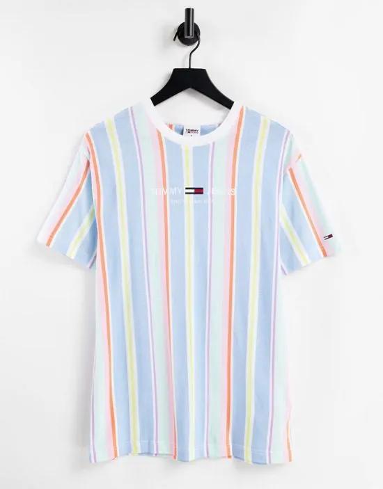 pastel capsule central logo stripe T-shirt in light powdery blue