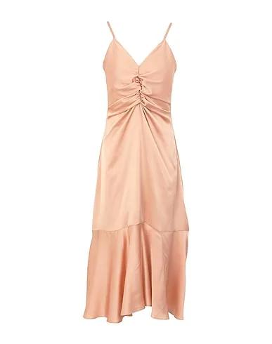 Pastel pink Cady Midi dress SATIN RUFFLE SLIP MIDI DRESS
