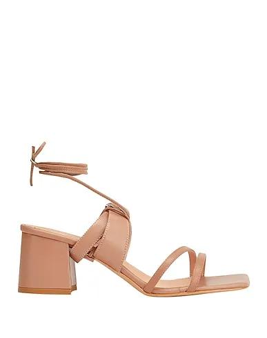 Pastel pink Leather Sandals LEATHER SQUARE TOE MULES
