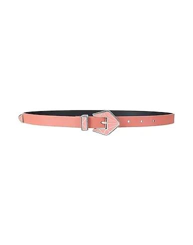 Pastel pink Leather Thin belt LEATHER ENAMEL BUCKLE BELT
