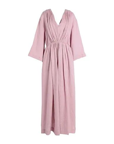 Pastel pink Plain weave Long dress