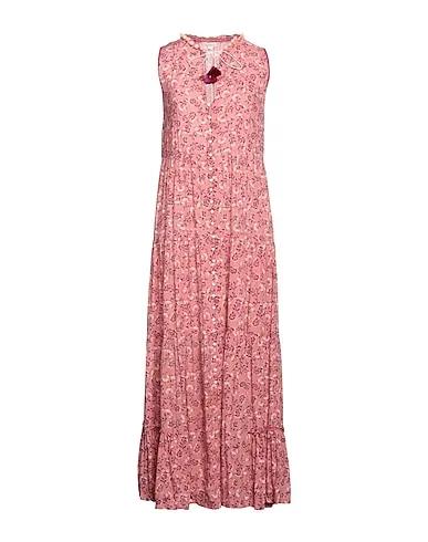 Pastel pink Plain weave Long dress