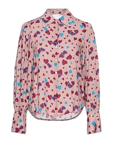Pastel pink Plain weave Patterned shirts & blouses